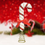 Kaemingk Luxury Karácsonyfa csúcsdísz "Cukorbot" piros, fehér 25 cm (740436)