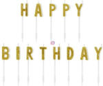 D&D Szülinapi gyertya "Happy Birthday" paraffin 2, 5cm arany, fehér 13-db-os szett (SCS-9-019B)