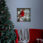 Family LED-es fali kép vörös pinty 30 x 30 cm (58478)