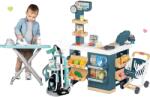 Smoby Set magazin electronic cu cântar și scaner Super Market și cărucior de curățenie Smoby cu aspirator și masă de călcat cu fier de călcat (SM350239-7)