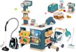 Smoby Set magazin electronic cu cântar și scaner Super Market cu aspirator Smoby cu sunete reale și set de curățenie cu electrocasnice de bucătărie (SM350239-8)