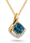  Arany gyémánt medál londoni kék topázzal 0, 070 ct KU655LBP