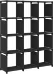 vidaXL Raft expunere, 12 cuburi, negru, 103x30x141 cm, material textil (322614) Biblioteca
