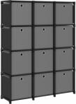 vidaXL Raft expunere, 12 cuburi + cutii, negru, 103x30x141 cm, textil (322615) - comfy Biblioteca