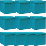 vidaXL Cutii depozitare cu capace, 10 buc. , bleu, 32x32x32 cm, textil (288376)