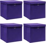 vidaXL Cutii depozitare cu capace, 4 buc. , violet, 28x28x28 cm (325212)