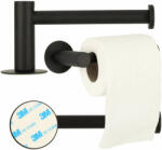  Modern ragasztható fém WC-papír tartó, fekete, 15 cm x 8 cm (KX4316)