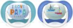 Philips Залъгалки Philips Avent - Ultra Air Happy, с декорация Надпис и лодка с кутия за стерилизиране, 6-18 m, 2 броя (00A.0518.003)