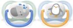 Philips Залъгалки Philips Avent - Ultra Air, с декорация Слон и пингвин с кутия за стерилизиране, 0-6 m, 2 броя (00A.0518.005)