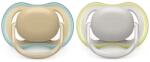 Philips Залъгалки Philips Avent - Ultra Air, Бял и жълт цвят, с кутия за стерилизиране, 0-6 m, 2 броя (00A.0524.001)