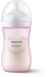 Philips Шише за хранене Philips Avent - Natural Response, 260 ml, с биберон поток 3, 1м+, Розово (00A.0573.001)