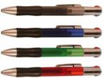  4 színű golyóstoll, műanyag, nyomógombos kék-piros-zöld-fekete ír (3928)