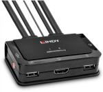 LINDY 2 Port HDMI 4K30 USB 2.0 & Audio Cable KVM Switch (42340)