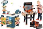 Smoby Set magazin electronic cu cântar și scaner Super Market și atelier de lucru Smoby cu mașină de găurit camion și valiză (SM350239-4)