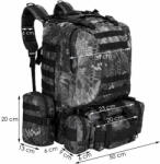 Springos Vízálló túra hátizsák, fekete-szürke, 50L-es kryptek (CS0064)
