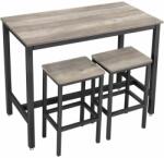 VASAGLE Bárasztal 2 bárszékkel, 120 x 90 x 60 cm, szürke és fekete (LBT015B02)