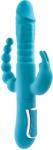 Adam & Eve Vibrator Thrusting Triple Joy Rabbit, 10+3 Moduri Stimulatoare, Silicon, USB, Albastru, 25.4 cm Vibrator