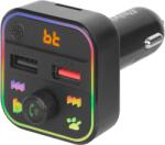  URZ0479 FM Transmitter és USB töltő Bluetooth kihangosítással, RGB, Peiying