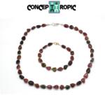  Set Colier si Bratara din Turmalina Watermelon Oval 6-9 x 5-7 mm - Accesorii GF - Argint 925