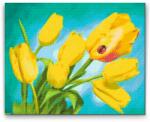  Gyémántszemes festmény - Tulipáncsokor katicával Méret: 40x50cm, Keretezés: Keret nélkül (csak a vászon), Gyémántok: Négyzet alakú