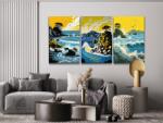  Gyémánt kirakó - Tengeri hullámok (3 db-os készlet) Méret: 40x60cm (3db), Keretezés: Keret nélkül (csak a vászon), Gyémántok: Négyzet alakú