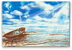  Gyémántszemes festmény - Hajó a tenger szélén Méret: 40x60cm, Keretezés: Keret nélkül (csak a vászon), Gyémántok: Négyzet alakú