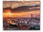  Gyémántszemes festmény - Naplemente Firenzében Méret: 40x50cm, Keretezés: Kartonlemezen, Gyémántok: Kerek