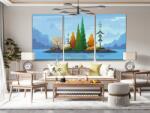  Gyémánt kirakó - Kis sziget (3 db-os készlet) Méret: 40x60cm (3db), Keretezés: Keret nélkül (csak a vászon), Gyémántok: Négyzet alakú