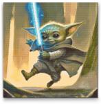  Gyémántszemes festmény - Bébi Yoda Méret: 50x50cm, Keretezés: Műanyagtáblával, Gyémántok: Négyzet alakú
