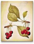  Gyémántszemes festmény - Vintage cseresznyék Méret: 40x50cm, Keretezés: Fatáblával, Gyémántok: Négyzet alakú