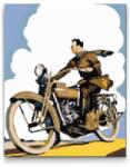  Gyémántszemes festmény - Retró motoros Méret: 40x50cm, Keretezés: Keret nélkül (csak a vászon), Gyémántok: Kerek
