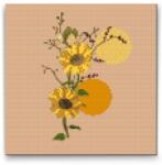  Gyémántszemes festmény - Boho napraforgó Méret: 30x30cm, Keretezés: Kartonlemezen, Gyémántok: Kerek