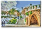  Gyémántszemes festmény - Güell park, Barcelona 2 Méret: 40x60cm, Keretezés: Keret nélkül (csak a vászon), Gyémántok: Négyzet alakú