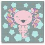  Gyémántszemes festmény - Axolotl Méret: 50x50cm, Keretezés: Kartonlemezen, Gyémántok: Négyzet alakú