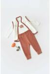 BabyCosy Set 3 piese Broscuta cu body, pantalonasi si vestuta din 80%bumbac organic si 20% poliester - Caramiziu, BabyCosy (Marime: 9-12 luni) (BC-CSYK6026-9)