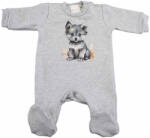 Asti Belül bolyhos hosszú ujjú kisfiú rugdalózó Farkas mintával - pindurka