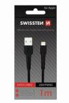 SWISSTEN - adat- és töltőkábel gumírozott, USB/lightning, 1m fekete (71505540)