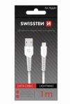SWISSTEN - adat- és töltőkábel gumírozott, USB/lightning, 1m fehér (71505541)