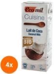 EcoMil Set 4 x Crema Vegetala Bio pentru Gatit pe Baza de Cocos, Ecomil Cuisine, 200 ml