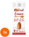 EcoMil Set 3 x Crema Vegetala BIO pentru Gatit din Migdale Natur, 200 ml, Ecomil Cuisine