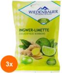 Bio4You Set 3 x Bomboane cu Ghimbir si Limette, fara Zahar, 75 g, Wiedenbauer