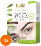 Delia Set 3 x Vopsea pentru Sprancene Pudra Delia Eyebrow Expert Henna, 4.0 Maro, 4 g