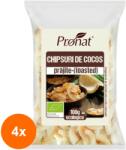 Pronat Foil Pack Set 4 x Chipsuri Bio din Nuca de Cocos, Prajite, Toasted, 100 g