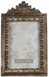 Clayre & Eef Antik ezüst színű képkeret díszes tetővel, műanyag, 13x22/10x15cm