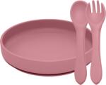 Petite&Mars TAKE&MATCH Szilikon 2 részes étkészlet, tányér+evőeszközök, rózsaszín