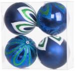MagicHome MagicHome karácsonyi gömbök, 4 db, kék, díszítéssel, karácsonyfára, 10 cm (ST8091521)