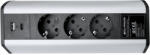 OMU system ARD20 3G2U asztalra rögzíthető elosztó 3x2+F schucko dugalj USB A+C töltő 2, 1A, ezüst, 25 (ARD20 3G2U)