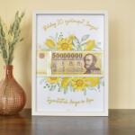 NiceToGiveYou Szülinapi pénzátadó képkeret - Sárga virágok