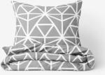 Goldea lenjerie de pat 100% bumbac - forme geometrice albe pe gri 140 x 220 și 50 x 70 cm Lenjerie de pat