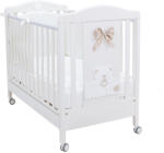 Transilvan Patut Bebe din Lemn Masiv, BabyDreams Ciuccione cu Sertar, 133x71x106 cm, Alb-Bej, Design Elegant Italia